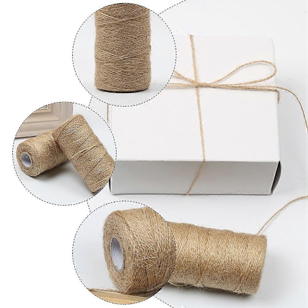 2 Ruller Jute Snøre Jutegarn Gaveindpakning Gavemærker Jutegarn Burlap Garn Jutetråd