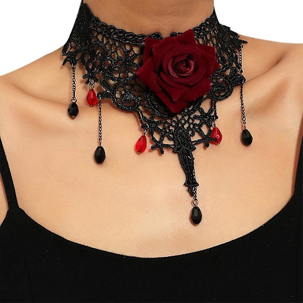 Rose Choker Gothic Choker Lace Choker Goth Choker Necklace Women Flower Choker