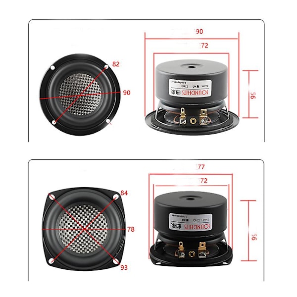 3-tums woofer subwoofer högtalare Hifi förstärkare högtalare 25w hem ljud kolfiber bassäng vattentät bil modifierad högtalare 1st