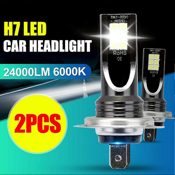 2 st H7 3030 12SMD Super Stark Bil Auto Strålkastare DRL LED Dimljus Lampa