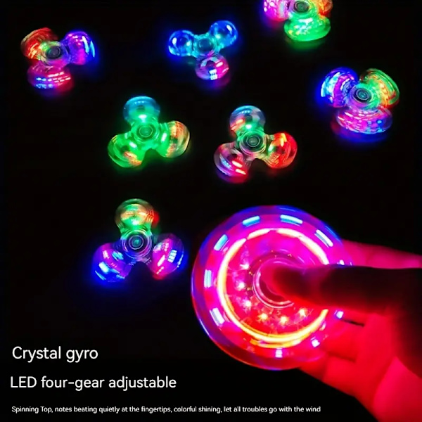 Kristall Luminous LED Light Fidget Spinner Hand Top Spinners Glow In Dark EDC Stress Relief Toys Kinetic Gyroscope För Barn Jul