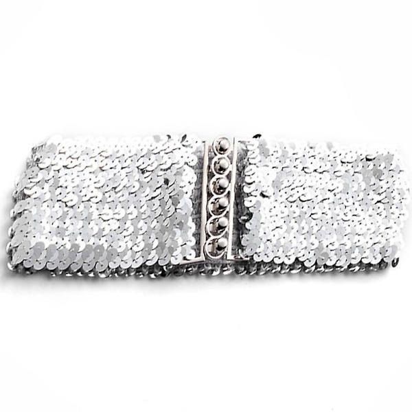 Dam Glitter Sekvens Elastisk Spänne Stretch Midjeband Korsett Bred Midjebälte