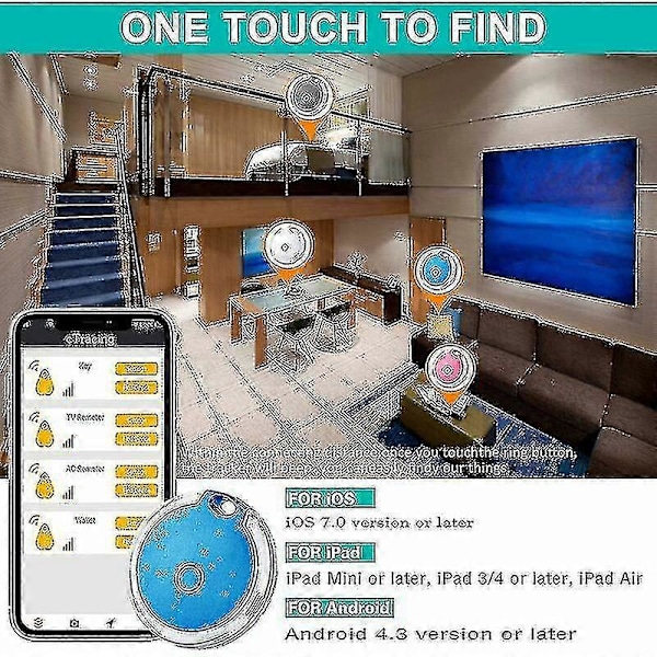 4-pack Mini GPS-spårare Vattentät Bärbar Bluetooth-spårare för Bagage/Barn/Husdjur/Katt/Hund Premium