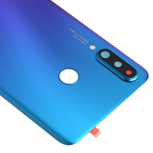 Batterihus til Huawei P30 Lite (48MP) med klæbesticker + kameraobjektivdæksel - Aurora Blå