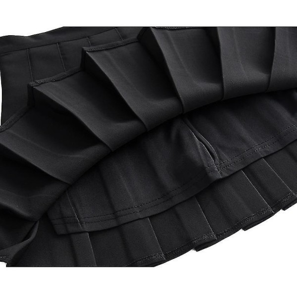 Kvinnors högmidjade plisserade dragkedja tennis stil skridskoåkare minikjol 7 Black New L UK Size 8