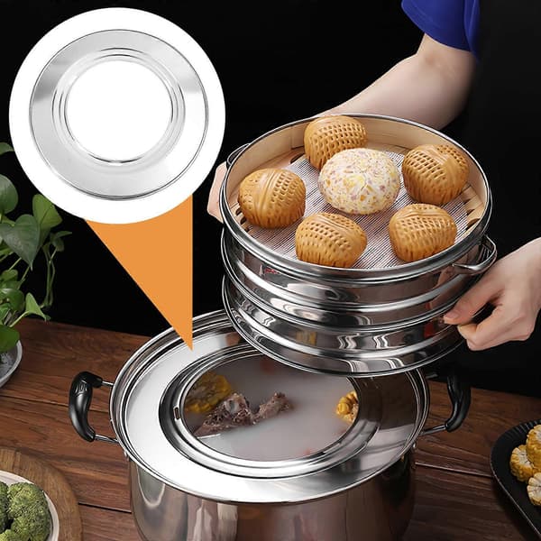 Dampkurv Ring Adapter Rustfrit Stål Dampering Stativ Til Dumpling Bao Bun Dim Sum Dampning Køkkentilbehør Ydre 28.5CM Indre 16.5CM