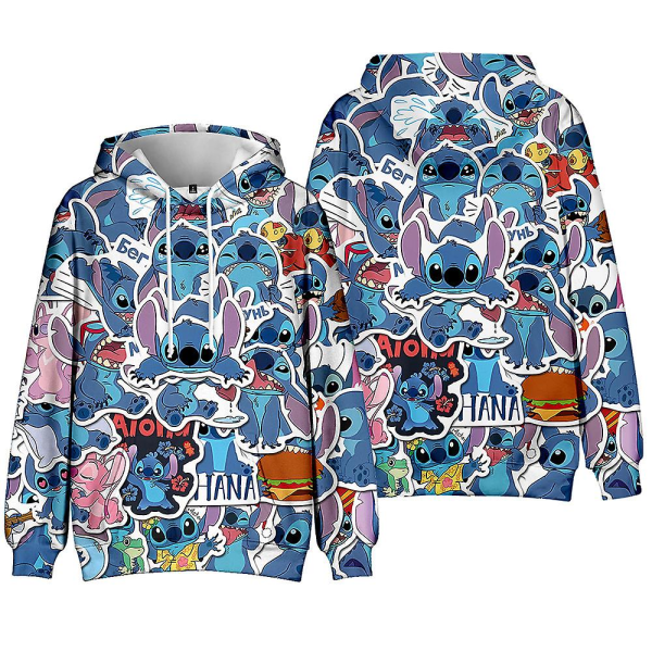 5-10 år barn pojkar flickor Lilo & Stitch Hoodie långärmad huvtröja toppar presenter Tie Dye 8-9 Years