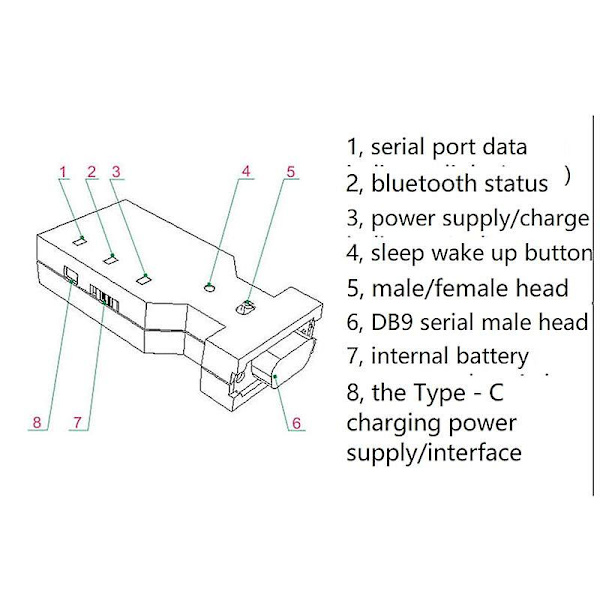 BT578 V3 RS232 Trådlös hane och hona huvud slav för total station seriell port kompatibel Bluetooth-adapter