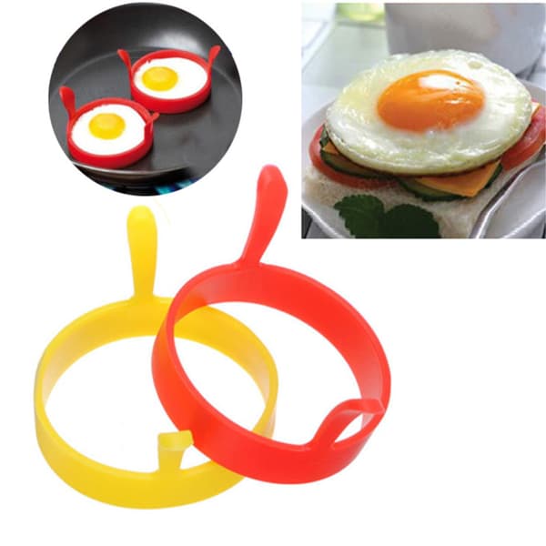 Silikon eggeform med doble ører, rund eggepanne, eggering, pannekakeform
