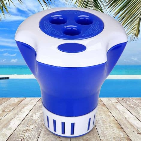 Klor- og bromdispenser til swimmingpools Ø 17cm flydende dispenser med termometer og doseringssystem til spabade og
