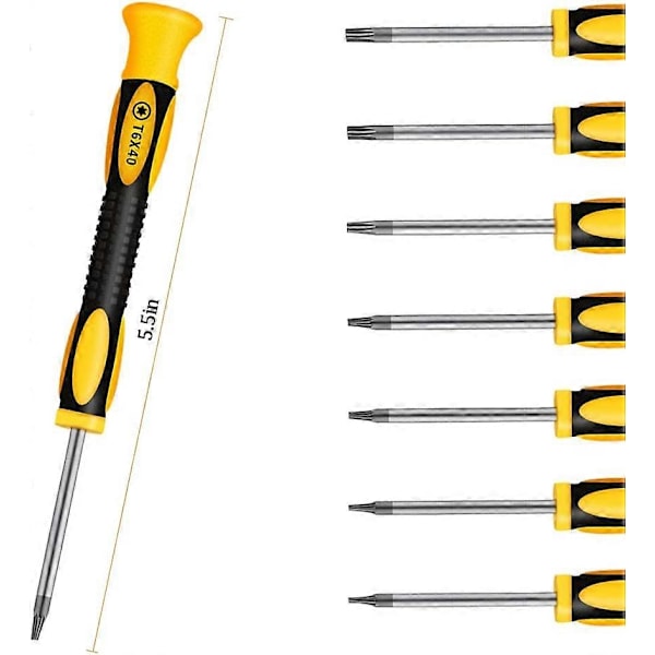Professionelle Præcisions Magnetiske Torx/Stjerne/Tx Skruetrækkere, sæt/kit med 6 stk, T3 T4 T5 T6 T8 T10
