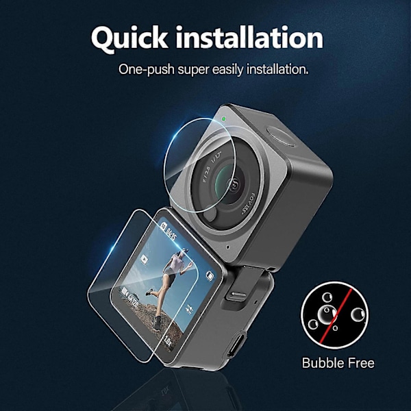Skærmbeskytter til DJI Action 2 tilbehør, hærdet glas skærmbeskytter + linsebeskytter til DJI Action 2 Dual-Screen (6 stk.)