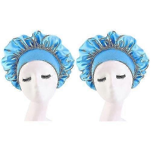 2-pack Dam Satin Enfärgad Sovmössa Nattsömn Hatt Hårvård Bonnet Nattmössa