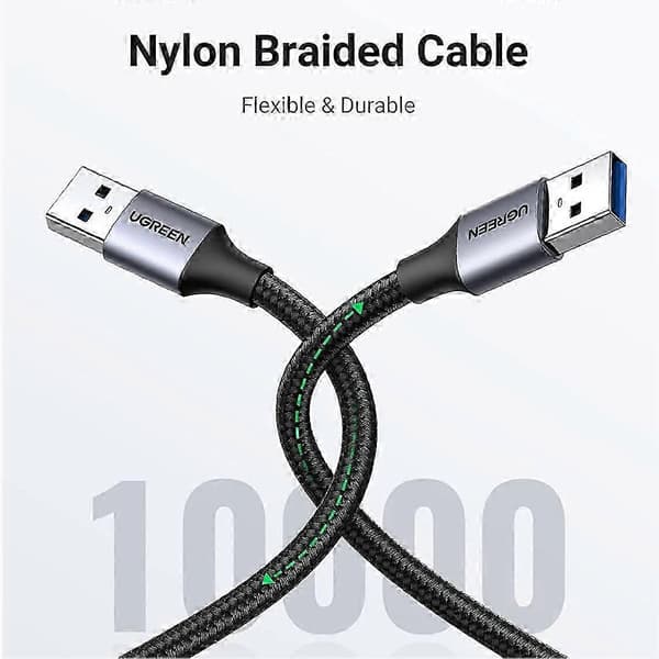 UGREEN 80789 USB 3.0 Hane till Hane Flätad Kabel 0.5m Snabb Dataöverföringskabel