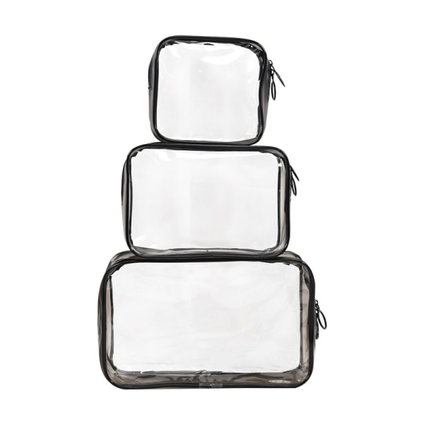 3-pack Translucent Transparent Toiletry Make-up bag transparent