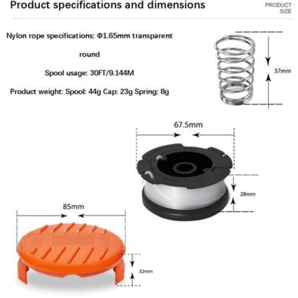 BLACK+DECKER AF-100-3ZP udskiftningsspole til plæneklipper, spole, sæt 6+2+2