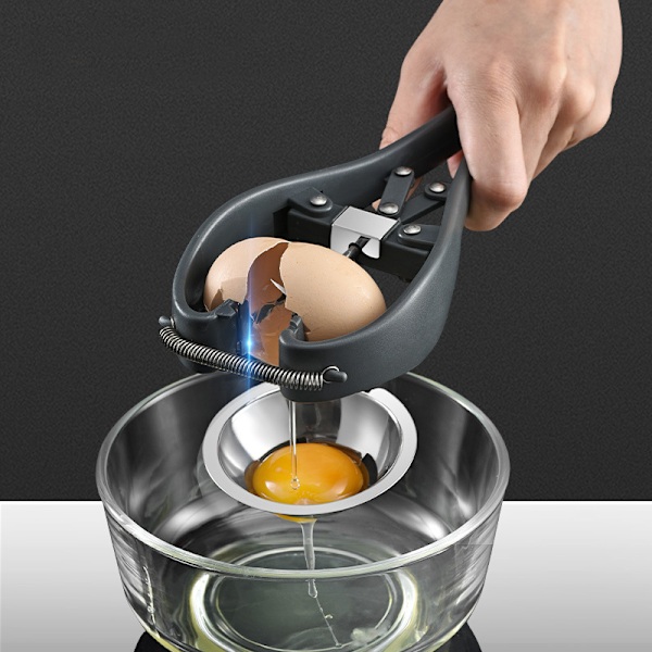 Egg Cracker i rustfritt stål, automatisk eggeskiller for rå eggehviteseparator