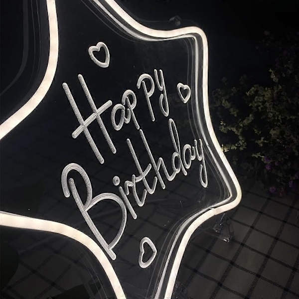 Premium Happy Birthday Neon-skyltar, USB-drivna Neon Happy Birthday LED-skyltar