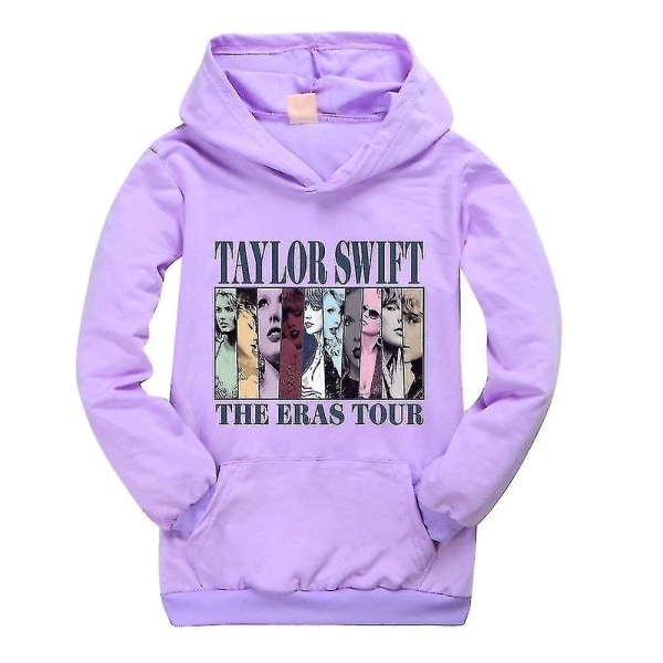 Pop Taylor Swift The Eras Tour Hoodie Barn for barn og jenter Langærmet hettegenser Casual Genser Genser Topper Julegaver Purple 11-12 Years