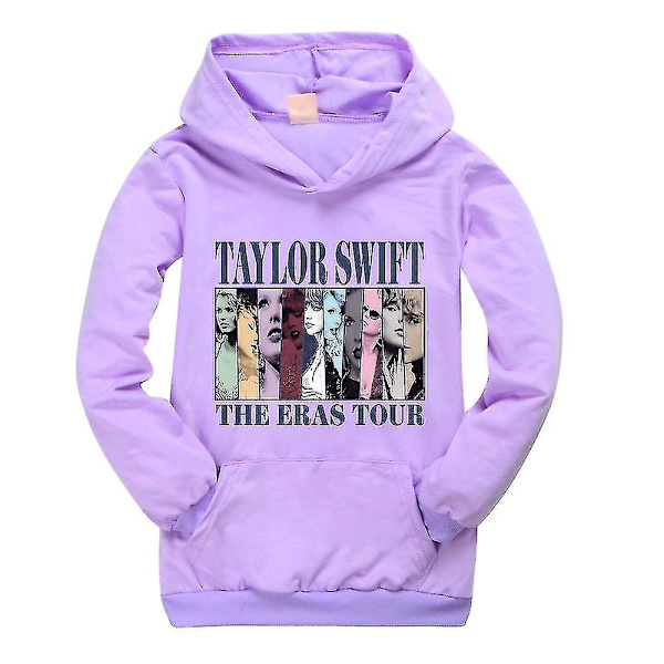 Pop Taylor Swift The Eras Tour Hoodie Barn Kids Flickor Pojkar Långärmad Huvtröja Casual Pullover Jumper Toppar Julgåvor Purple 9-10 Years