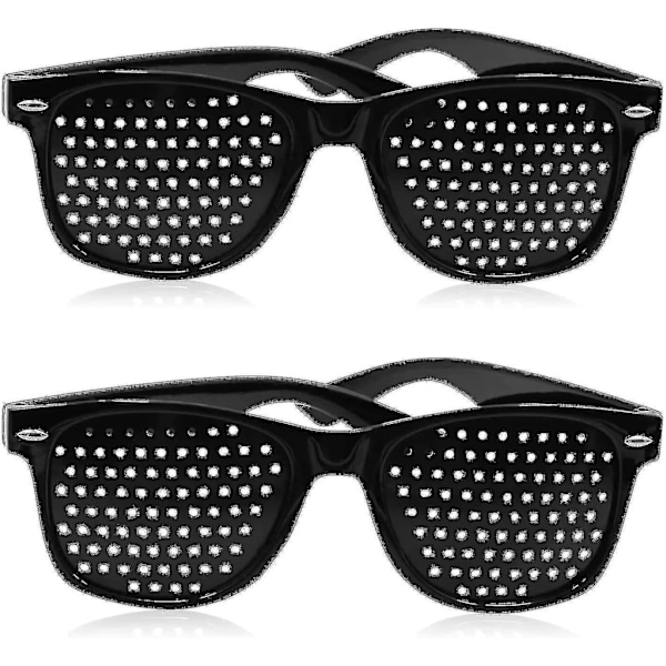 2 stk. Pinhole briller til forbedring af synet, sorte unisex synsstyrkende pinhole briller -QH