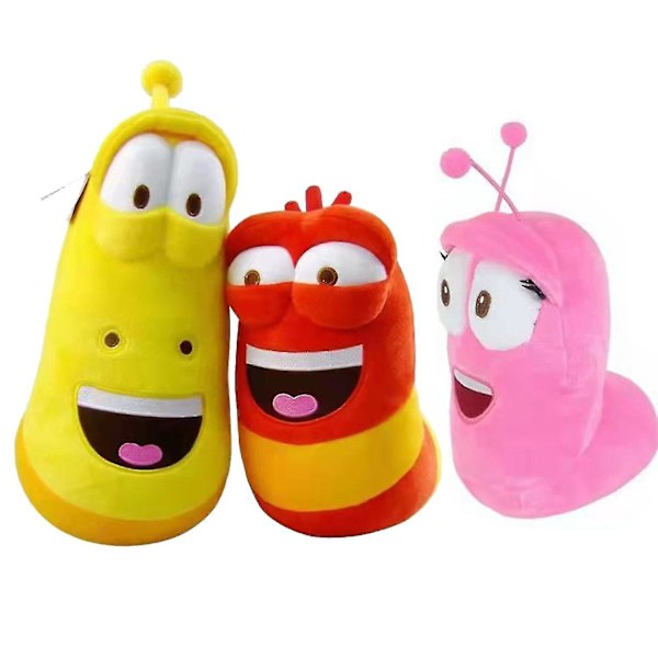 3 st Larva Plyschleksaker Gul Insekt Röd Insekt Cartoon Larva Leksaker Fylld Dock 9 Tum
