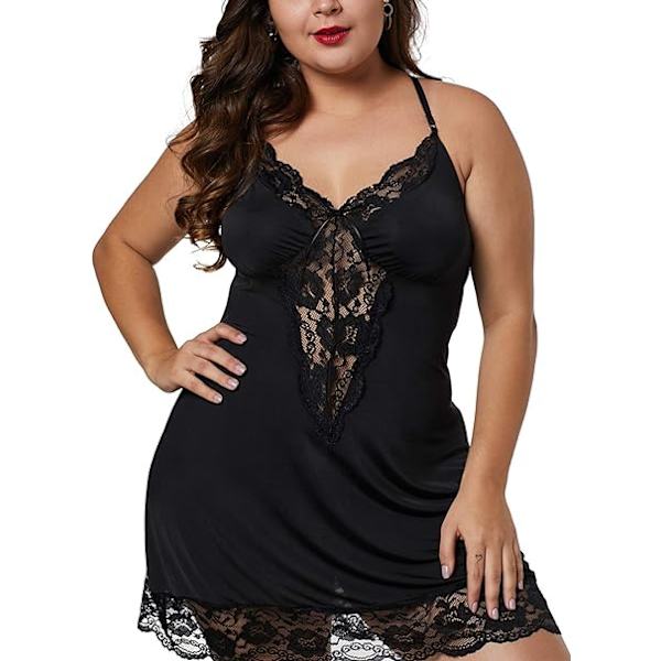 Kvinnors Plus Size Underkläder Sexiga Pyjamas Casual Wear Suspender Pyjamas Pyjamas Pyjamas waner Black XL