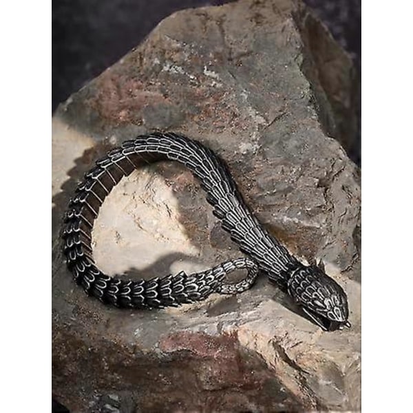 Vikingadrake Armband, Antik Oxiderat Stål Ouroboros Jormungandr Länkarmband, Vikingasmycke Present till Män