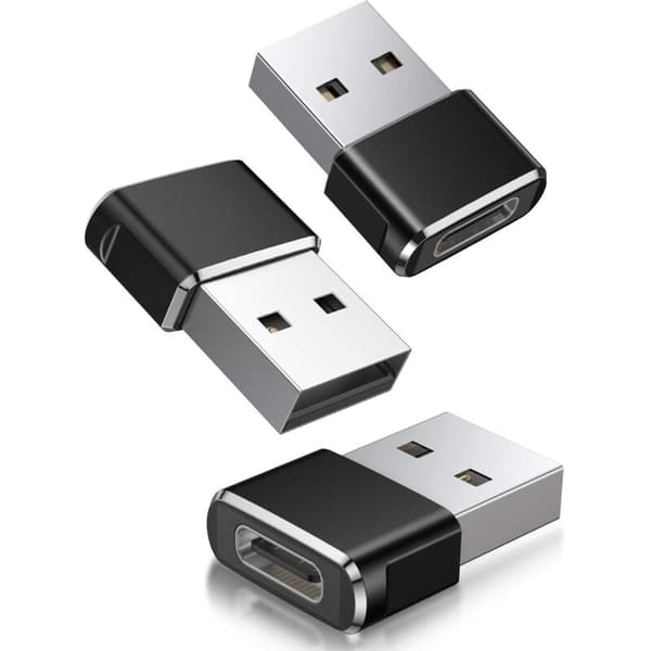 USB-C hun til USB-A han adapter 3-pak - Type-C til USB-A konverteroplader til Apple Watch 7, iPhone 11, 12, 13, Pro Max,