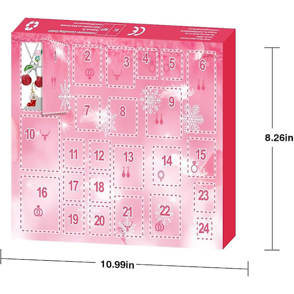 Countdown Joulukalenteri Yllätyspakkaus Adventtikalenteri 2023 Lapsille Korusarja Yllätyspakkaus Sormus Kaulakoru Korvakorut 24-osainen sarja