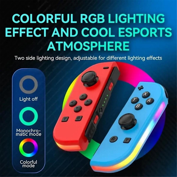 2 st Joypad-kontroller (V/H) för Switch, Trådlös Joypad-ersättning för Dual Vibration/RGB Light-B