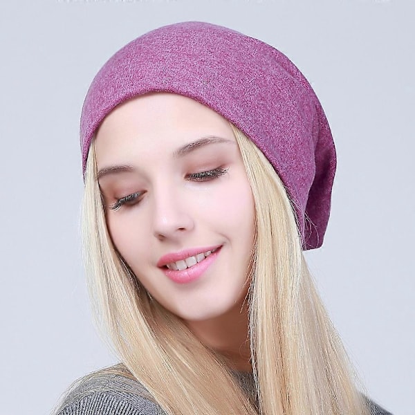 Hettelue for kvinner, enkel beanie i bomull, slouchy beanie for vår, strikket lue for kvinner, svart skullie, JS293A