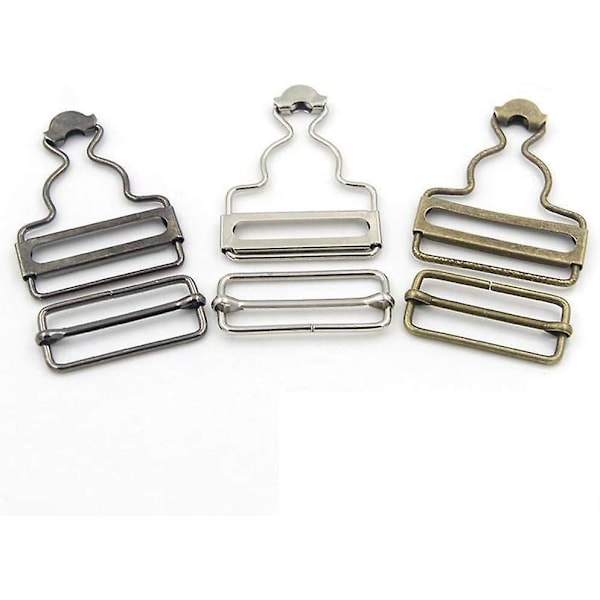 Metalliska Dungaree-spännen med rektangulära skjutreglage för hängslen och band 3,8 mm innerbredd 2 set (brons)