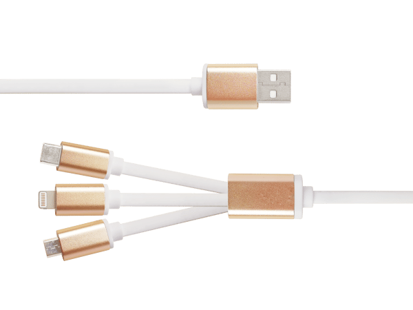 Monilaturi, USB-C, Lightning, Micro USB, USB-A, 1 m, valkoinen