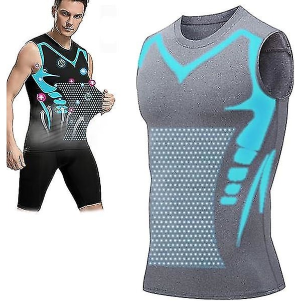 Ionic Shaping Vest, Body Shaper for menn, 2023 ny versjon Ionic Shaping Vest for menn, komfortabelt pustende issilkestoff Grey L