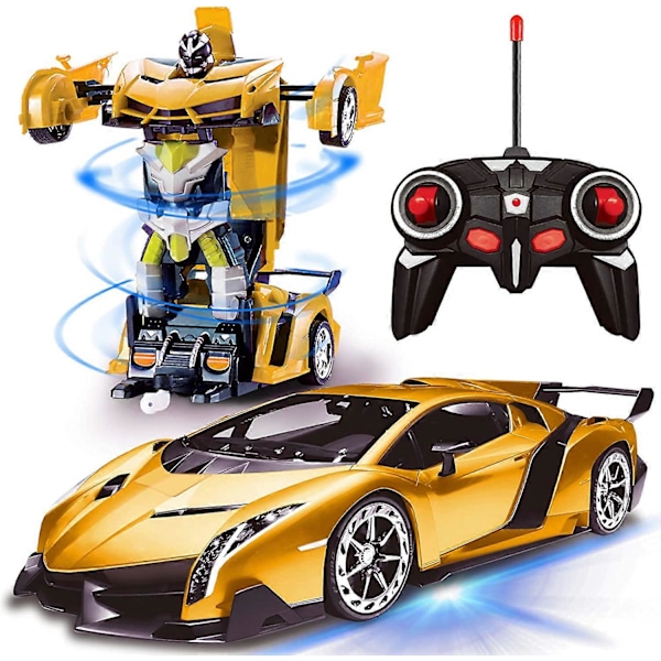 Fjärrstyrd Transformationsbil Robotleksak med Ljus Deformation RC Bil 2.4Ghz 1:18 Laddningsbar 360° Rotering Stunt Race Bil Leksaker för Barn Pojkar Flickor Ålder
