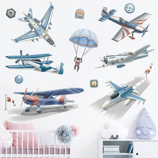 Retro flygplan självhäftande väggdekor