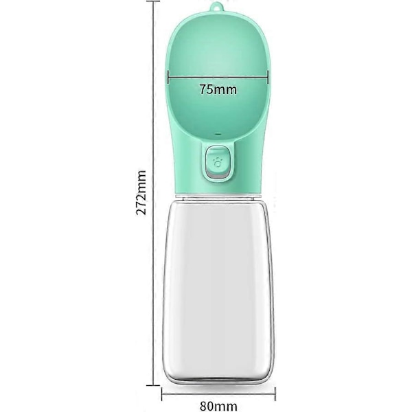 Hundevandflaske, Lækagesikker Bærbar Hvalpevanddispenser med Automatisk Foder til Kæledyr, Katte, Udendørs, Vandreture, Rejser, Fødevarekvalitet Plast (550 ml