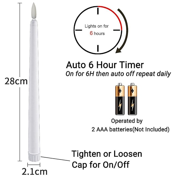 6 st LED-ljus med flimrande låga, veke, timerinställning och fjärrkontroll - Heminredning