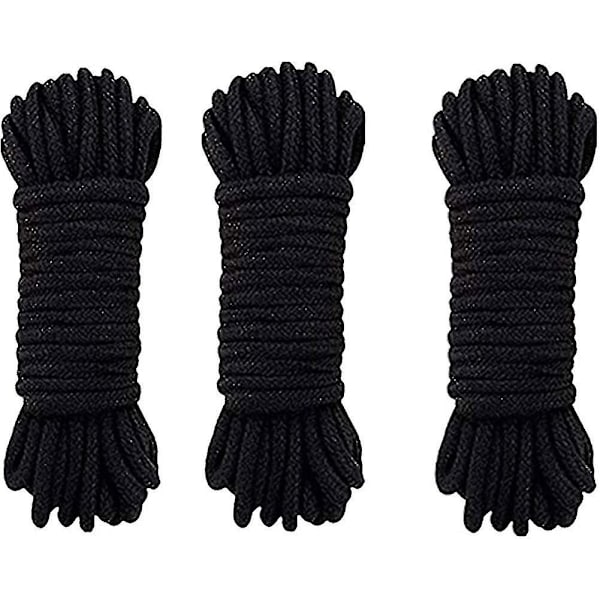 3-pack mjuk bomullstrep - 10m/8mm tjock bomullstråd (3 svarta) present