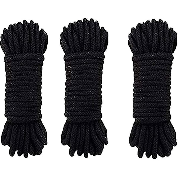 3 Pack Soft Cotton Rope - 10m/8mm Thick Cotton Thread (3 Black) Gift