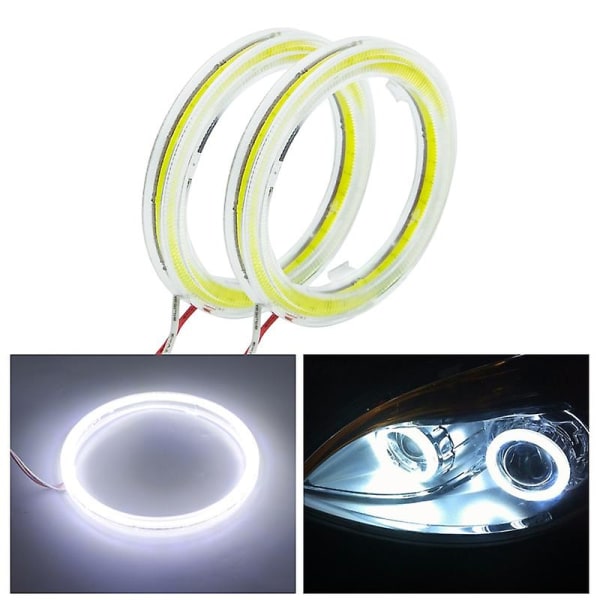 2 stk. Bil COB Angel Eye LED hvitt lys Bil Motorsykkel Hovedlys 60/70/80/90/100/110/120mm Sirkel Ring Blenderåpning Lampe 60MM