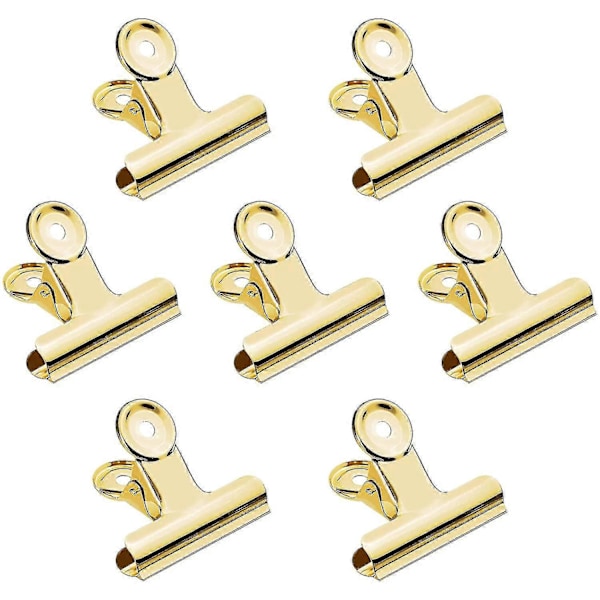 20 stk. 2 tommer polerede stålklips, metal bulldog binder clips, store hængsel papirklips klemmer til madposer (guld)