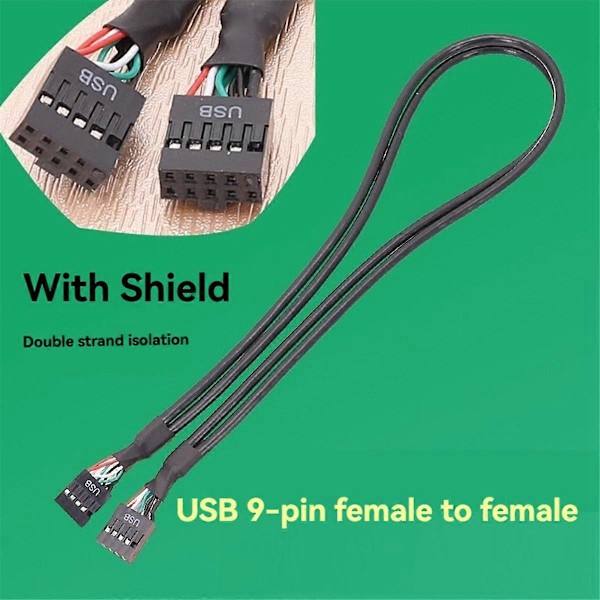 Moderkort USB 9PIN Hona till Hona Intern Kabel USB2.0 Intern Moderkorts Header Kabel