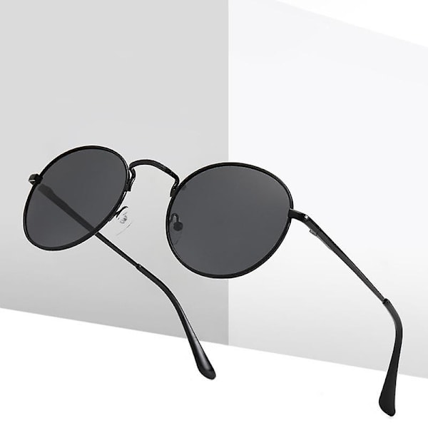 Klassiset polarisoidut aurinkolasit, pyöreät retro vintage -metallikehykset, Lennon-tyyli miehille ja naisille, unisex UV-suojalla