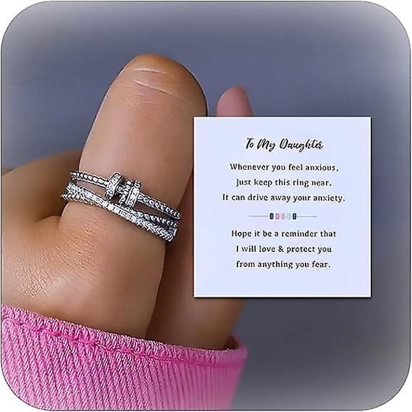Angstring til kvinder til min datter Fidget ringe Justerbare ringe med perler Spinner ring Angstrelieff ringe til teenagepiger