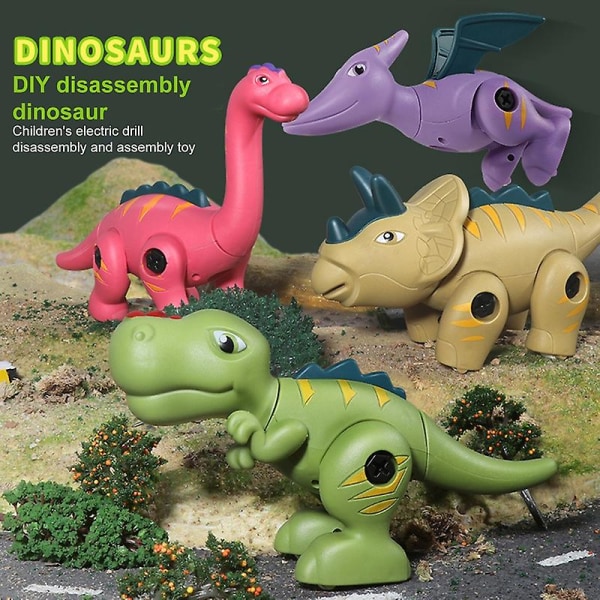 Dinosaur Legetøj Aftagelig Hånd-øje-koordination Plaststammekonstruktion Skruning af byggeklodser sæt til underholdning