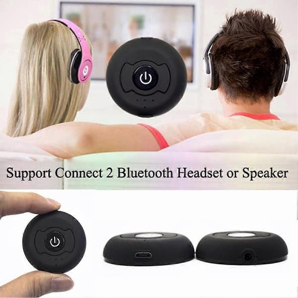 Multipoint Bluetooth 5.0 Audio Transmitter til TV PC Tilslut 2 Hovedtelefoner 3.5Mm AUX Lav Latency Ste
