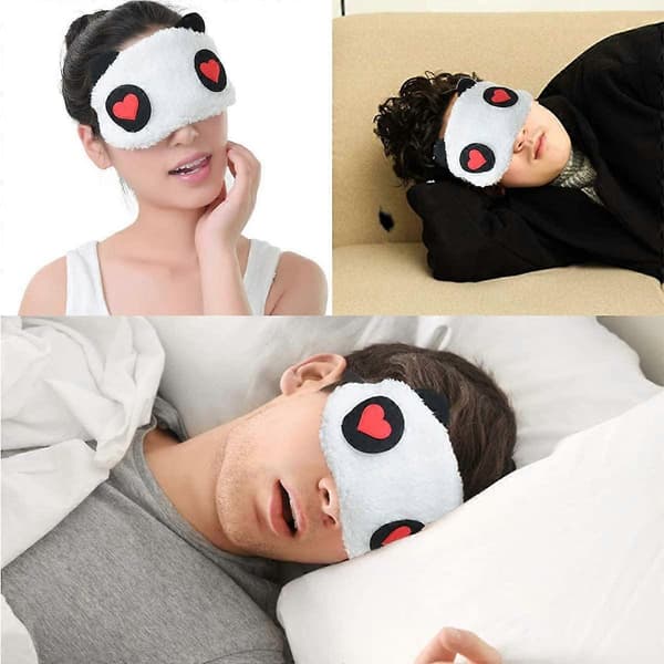 Söt Panda Ögonmask, 2st Mjuk Fluffig Sovmask Skydd Vila Ögonbindel för Acsergery Rese Sovpresent