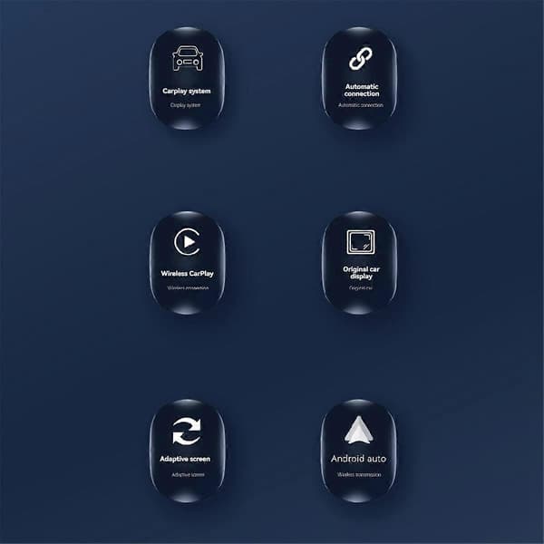 2 i 1 CarPlay Trådbunden till Trådlös CarPlay & Android Auto Adapter Typ-C/USB Ai Box WiFi Bluetooth Ca